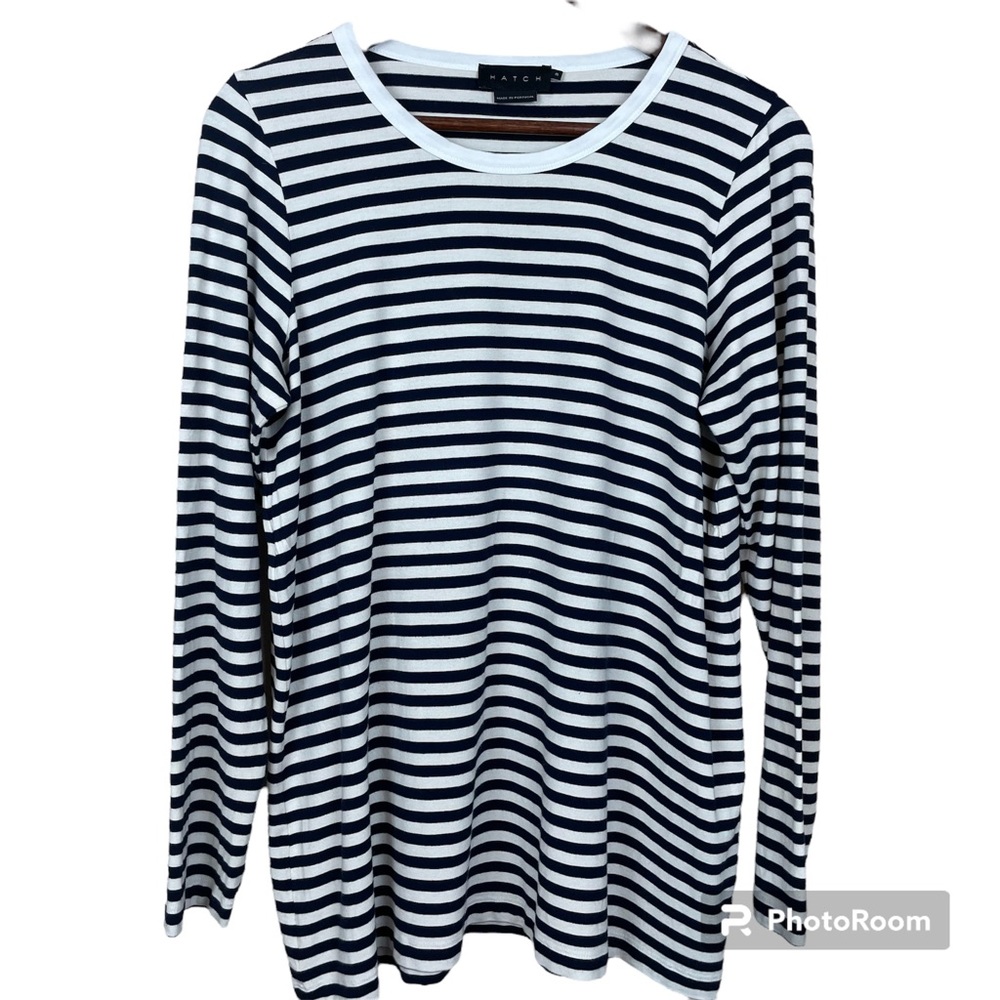 Hatch Maternity Top/ Cream & White Stripes/ Long Sleeves/ Size 3 (Large 10-12)